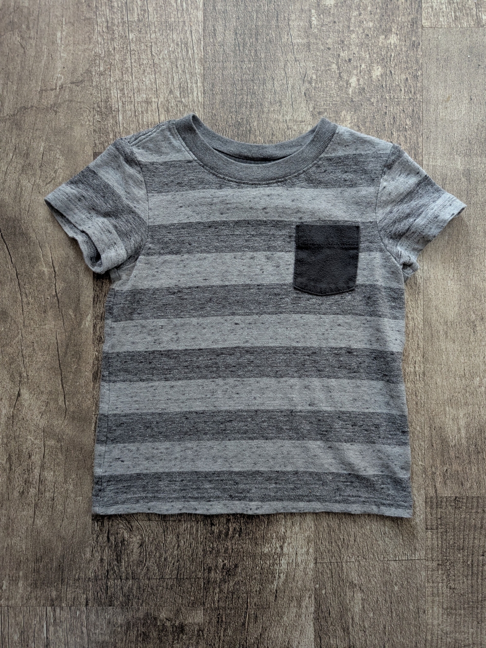 Cat & Jack Gray Striped Short Sleeve Tee with Chest Pocket
